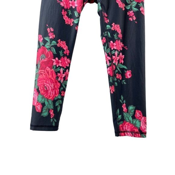 Albion Fit Antigua Pink Floral Cropped Leggings Medium Gray Compression Athletic - Picture 4 of 8